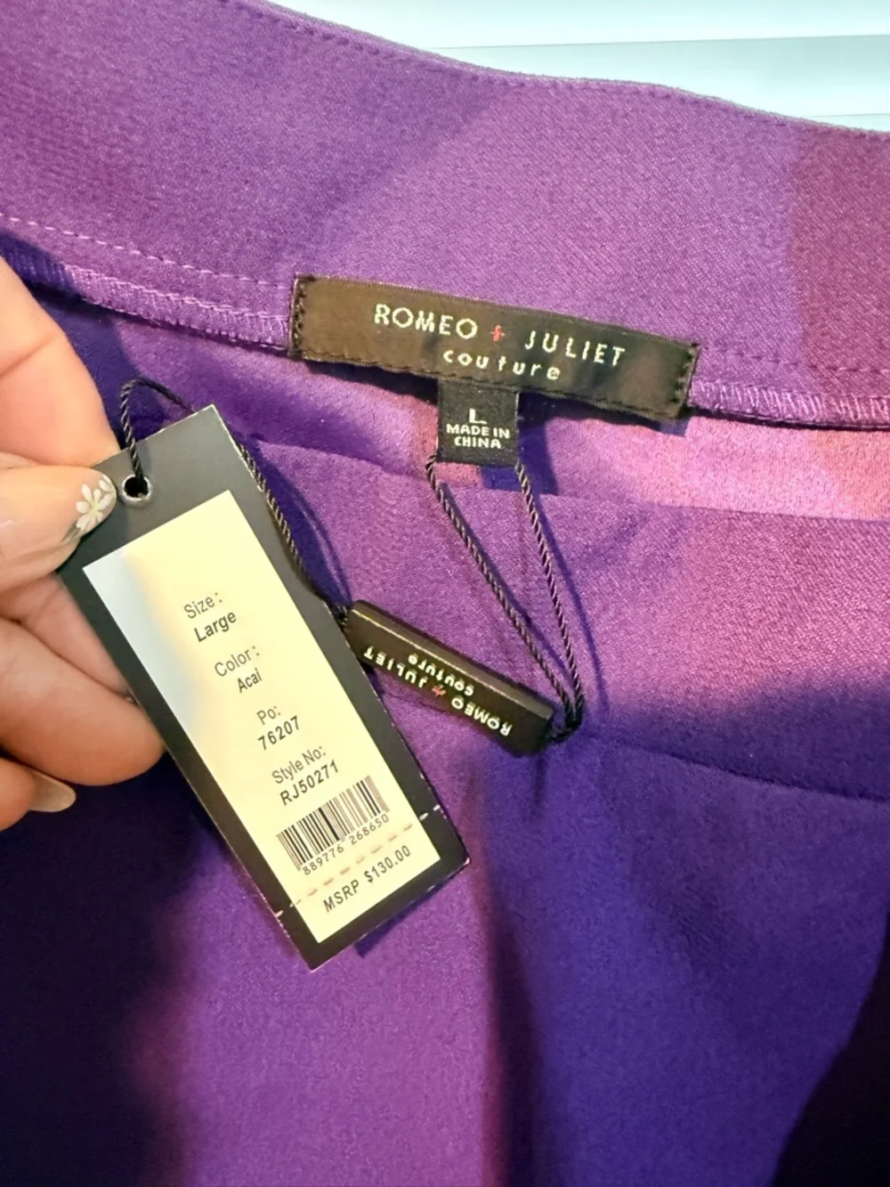 Purple Off-Shoulder Ruffle Top Large - Picture 3 of 3